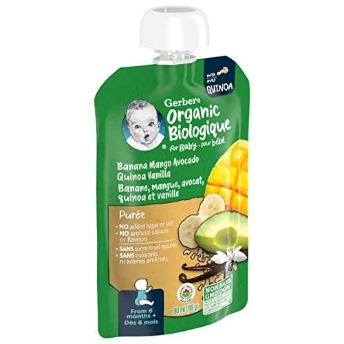 GERBER Organic Baby Purée, Banana Mango Avocado Vanilla Quinoa, Baby Food, Case of 12, 1 L - Image 5