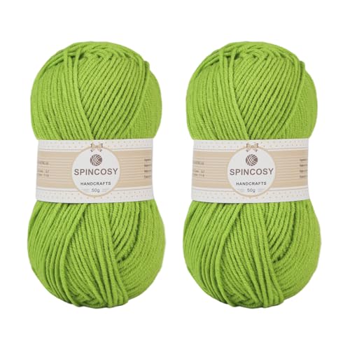 Image of 2 Pcs Crochet Yarn, Feels Soft 280 Yards Assorted Colors 4ply Acrylic Yarn,Yarn for Crochet & Hand Knitting (Bud Green)