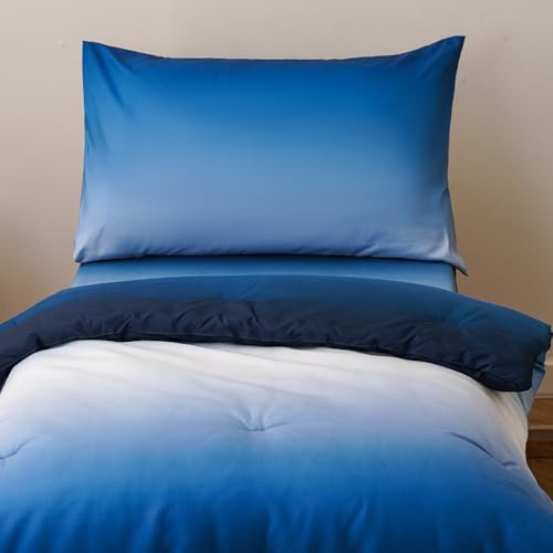 Image of CLOTHKNOW 4Pieces Gradient Blue White Toddler Bedding Sets for Boys Girls | Soft Crib Bed Sets, Soft, All Season, Lightweight, Kids Bedding Comforter Sets
