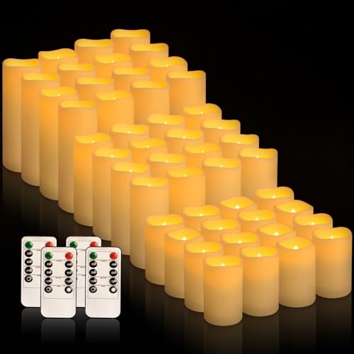 Image of fclayvts 48-Pack LED Flameless Candles with Remote Control - Perfect for Home, Parties, and Special Occasions - Create a Magical Ambiance Effortlessly(Three Sizes)