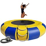 Aufblasbares Wassertrampolin, Tragbares Rundes Wassertrampolin Mit Leiter Und Elektrischer Luftpumpe, Wassersprung-Schwimmplattform Für Erwachsene Und Kinder,2m