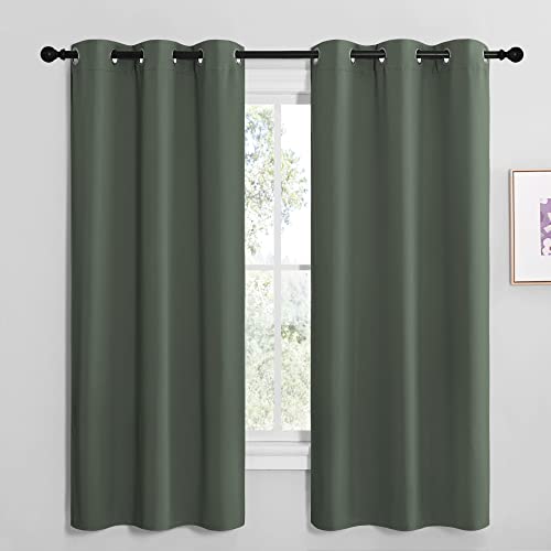NICETOWN Blackout Curtain Panels, Home Decoration Thermal Insulated Solid Grommet Blackout Drape for Dining Room (Dark Mallard, 1 Pair, 42 by 68-Inch) Dark Mallard 42"W x 68"L (Pack of 2)