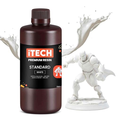 Image of Itech Premium Standard 3D Printer Resin - (White V2.0) 1000g High Precision UV Curing Photopolymer for LCD & DLP Printers Low Odor, Fast Curing, Exceptional Detail.