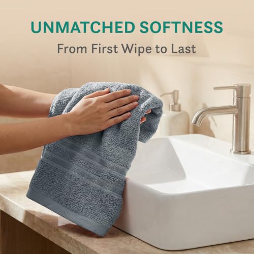 Image of MYTRIDENT Hand Towels, 100% Cotton, Highly Absorbent, Super Soft, 2 Piece Set, 400 GSM, for Gym, Spa, Comfort Living - New Grey