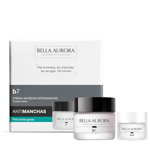 Bella Aurora Pack B7 Crema Antimanchas Antiedad Oil Control con Ácido Hialurónico + Eyes Contorno de Ojos | Regenerador, Aclarante e Hidratante para Piel Mixta-Grasa | B7 50ml + Eyes 15ml