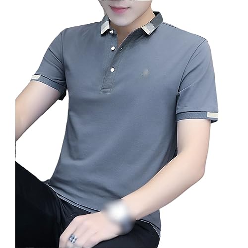 T-shirt homme manches courtes business casual gris foncé col polo habillé