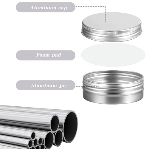 60 Pack 2 OZ Metal Round Tins, Aluminum Tin Cans Containers with Screw Lid for Lotion Bars, Balms, Salve, Spices or Beard Balm3
