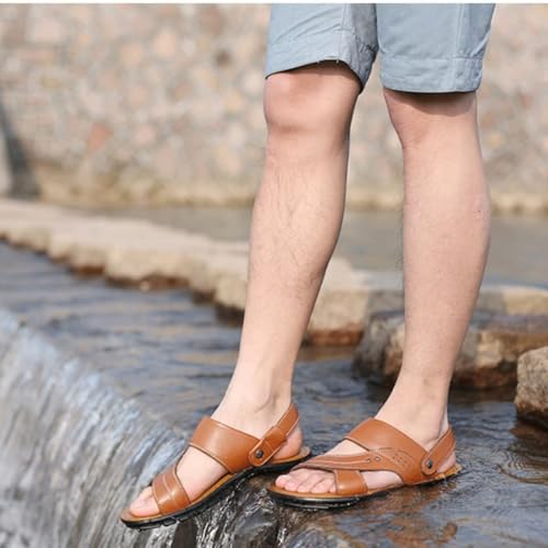 Men's Men's Sandals Men's Shoes Casual Men's Shoes Slippers Stripe Sandals Rubber Mens Shoes(White-Patch Five-Pointed star4,43 Code)4