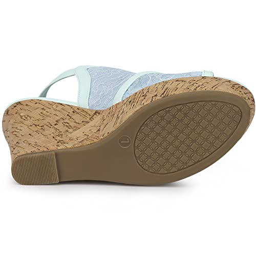Sandales compensées bout ouvert bleu fleur 40.5 talon stable - 5