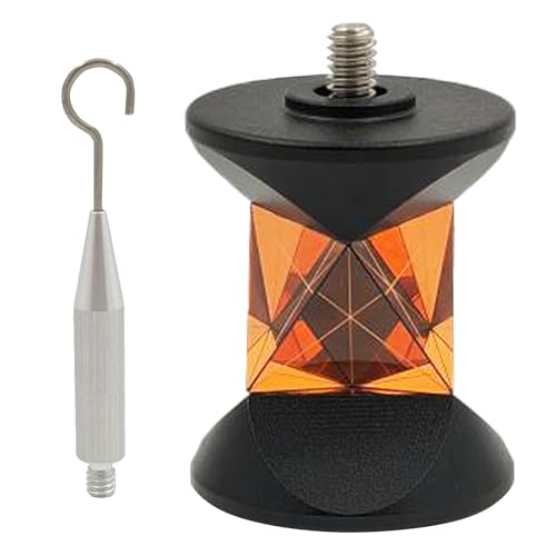 Image of 360 Degree Monitoring Mini Prism Total Station Reflective Prism GRZ101 Replacement with Hook Compatible with Leica Swiss Type Surveying Reflector (Copper Coated)