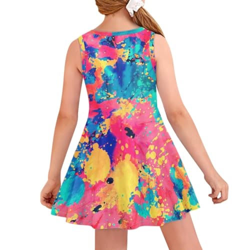 GLUDEAR Girls Print Summer Sleeveless A-line Swing Flared Dresses Toddler Casual Party Skater Dress 3-16 Years2