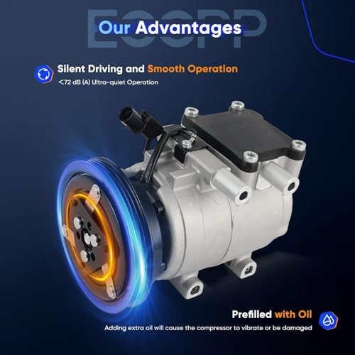 Image of ECCPP A /C Compressor with Clutch 1999-2000 Fit for Hyundai Elantra 2.0L 1998 Fit for Hyundai Elantra 1.8L AC Compressor