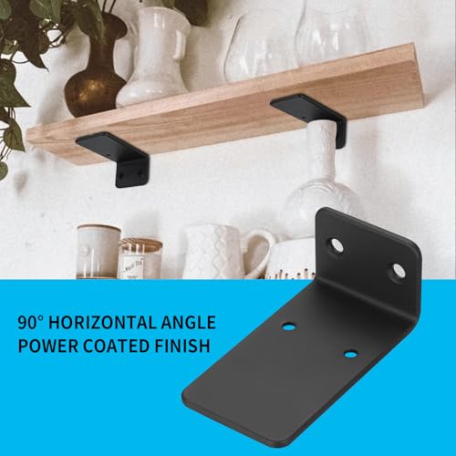 2 Pcs Floating Shelf Brackets, Scaffold Board Shelf Brackets & Supports, 3.5 Inch Heavy Duty Metal Black Shelf L Wall Brackets for Shelves Brackets, Wall Mounted Shelving Bracket for Hanging - Image 4
