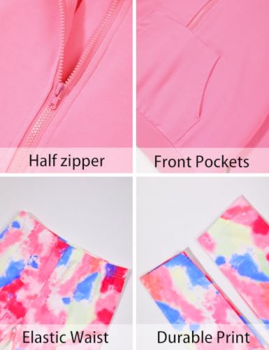 Image of Girls Clothes 2Pcs Outfit Set with Zip-up Top and Trendy Printed Pants Teen Girl Clothes 6-14Y