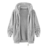 sutelang lurryly Teddy Fleece Sweatjacke Damen Kapuzenpullover mit Reißverschluss Warm Plüsch Kapuzenjacke Winter Hoodie Flauschig Plüschmantel Große Größen Übergangsjacke Teddyfleece Plüschjacke