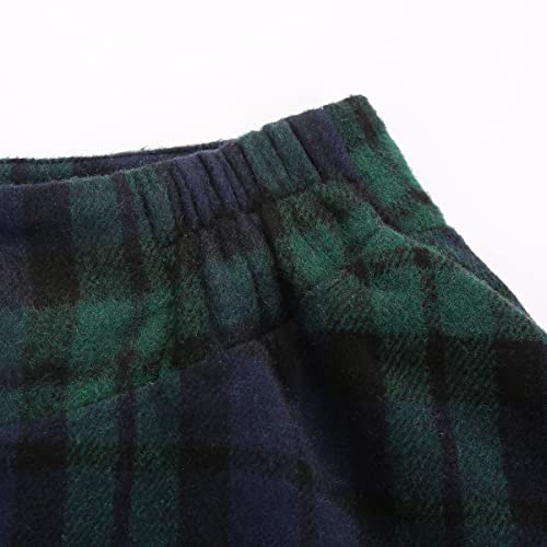 Image of IDEALSANXUN Women's Fall Winter High Waisted Wool Plaid A-line Long Skirt