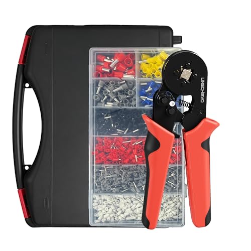 Lingchievo AWG 23-7 Ferrule Crimping Tool Kit with 1800PCS Connectors Self-Adjustable Ratchet Crimper Pliers for Wire Ferrule End & Ring Terminals Electrical & Automotive Crimping Tool