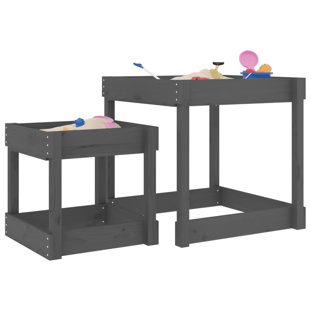 Sand-Spieltische 2 STK. Grau Massivholz Kiefer,15.02kg,825053
