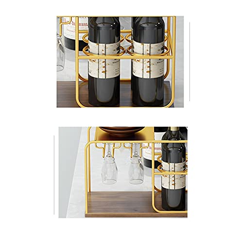 Portabotellas de vino metálico y madera para 4 botellas miniatura 4