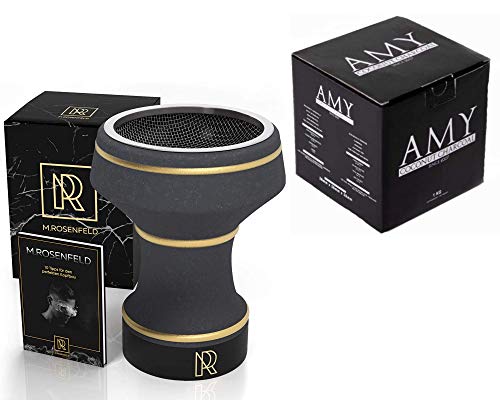 M.rosenfeld Steinkopf Shisha Set edler Shisha Kopf, schwarz, Handarbeit, Shishakopf glasiert für optimale…