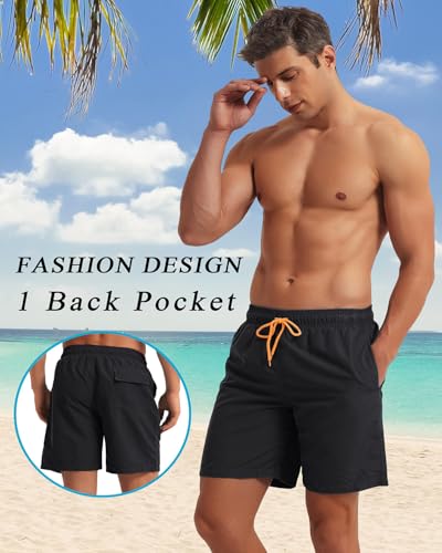 Men's Swim Trunks Quick Dry Mesh Lining Bathing Suit Shorts with Pockets3