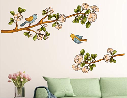 Heaven Decors Cute Bird On Nature Tree Branch with Flower Wall Sticker for Bedroom (Ideal Size on Wall: 103 cm x 68 cm),Multicolour (B08XNGTVQ6) Amazon Price History, Amazon Price Tracker
