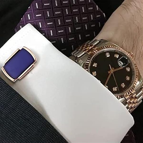 Manschettknappar 6 st Set Manschettknappar Krageknappar med blå sten för män Manschettknappskjorta Manschettknappar spikar för kläder Knytklämmor (metallfärg: rosa guld) (rosa guld) (rosa guld)