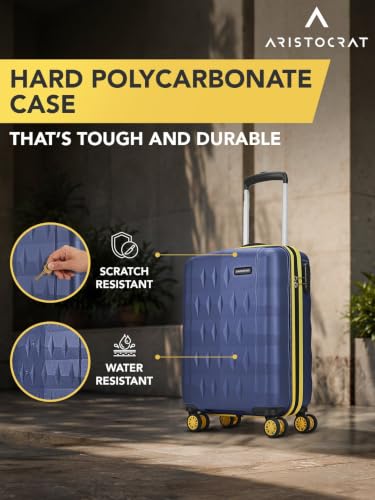 Image of Aristocrat Comet Cabin Polycarbonate Hard Case 8-Wheel Trolley Bag, Blue