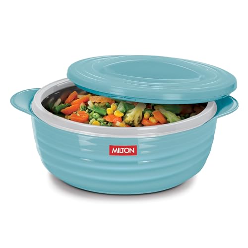 Image of MILTON Aspire 1500 Serving Casserole, Double Walled Inner Stainless Steel, PU Insulated Kitchen Hot Pot, Keeps Food hot & Fresh for Roti, Biryani, 1180 ml, Blue