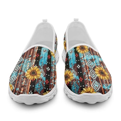 Women' Slip on Flats Mesh Sock Sneakers Lightweight Round Toe Loafer Shoes Western Style Walking Tennis Shoes2