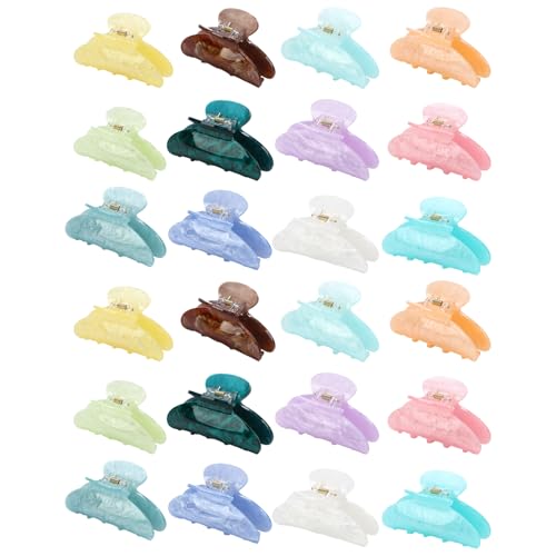 24 Pcs Large Acrylic Hair Claw Clips Bulk Cute Claw Clips for Thick Hair Women Birthday Gift Fashion French Style Cute Hair Accessories Non-slip Hold Claw Clips (Multicolor)