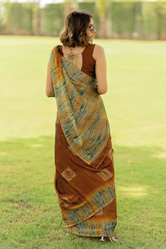 Image of MIRCHI FASHION Women Saree Abstract Print Chiffon | Breathable Lightweight Casual Sari for Regular Use and Office with Unstitched Blouse (Available in 25 Colors)