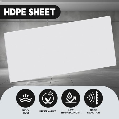 Image of Threehoney 1 Pcs White Hdpe Sheet 1 /4 inch Thick, 12 inch x 36 inch Hdpe Plastic Sheet Polyethylene Board Flexible Solid Plastic Block for DIY Projects Crafts Machining Home