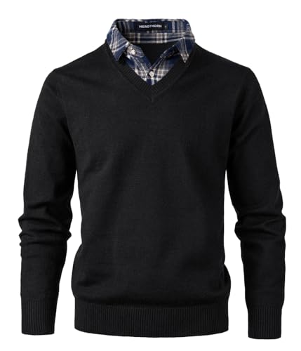 Herothorn Maglione da Uomo Maglione alla Moda Pullover Morbido al