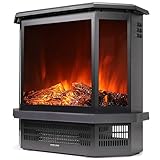 XtremepowerUS 3D 1500W Vintage Electric Standing Fireplace Stove Heater Dancing Flame Log Stove...