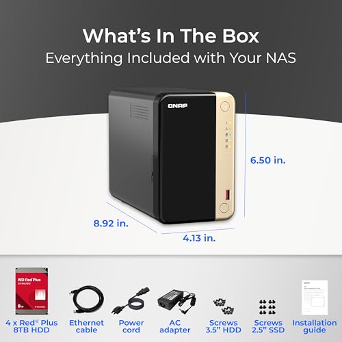 Image of QNAP TS-264-8G-28WD-US 2 Bay High-Performance Desktop NAS with 8TB Storage Capacity, Preconfigured RAID1 WD Red Plus HDD Bundle