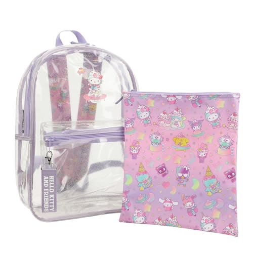 Bioworld Hello Kitty & Friends Character Print 16.5" Clear Glitter Backpack2