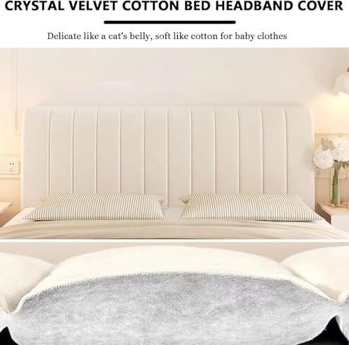 Dsxh Headboard Sliding Cover Universal Headboard Moisture-Proof Full Package Modern Elastic Headboard Cover Extension Dustproof Headboard Cover Protector Bedroom Decoration (Grey, 200Cm) - 4