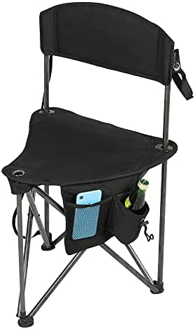 PORTAL Extra Large Quick Folding Tripod Stool with Backrest Fishing Camping Chair with Carry Strap