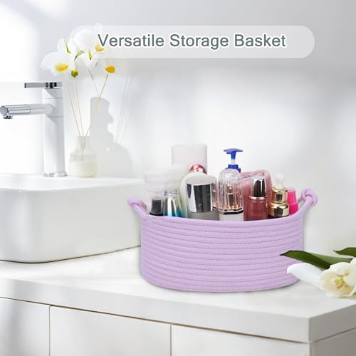 Image of COMSE Small Gift Basket Empty with Bag & Ribbons, Solid Purple