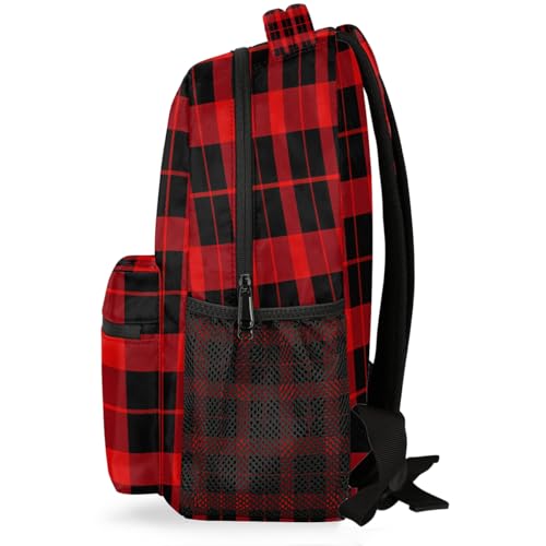 Backpack for Kids Boys Girls Women Men, Classic Red Black Plaid School Laptop Backpacks Casual Daypack Travel Rucksack Bookbag for Adults3