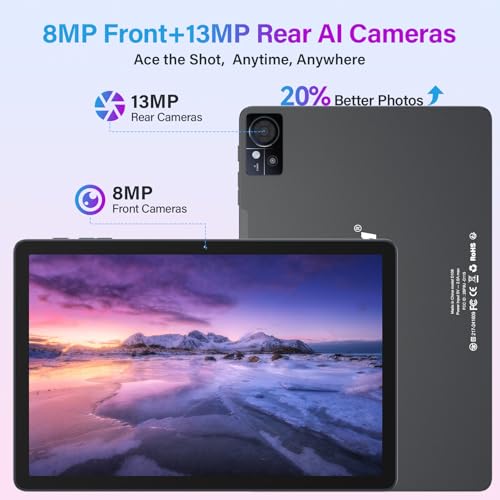 Image of 11 Inch-Android 16 Tablet 2026 Update 16GB RAM 128GB ROM 1TB Expandion 5G WiFi Cellular 21MP Dual Camera Octa-core MTK8786.Gemini AI 2.0.Tablets with Keyboard,Mouse,protective film,Case-Gray