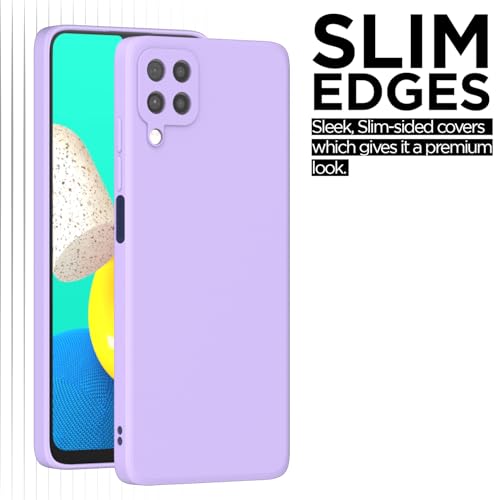 Image of Outlouders Back Cover for Samsung Galaxy M32 4G / M32 Prime / F22 4G | Camera Protection | Durable Soft Matte Silicone Bumper Case (Purple)