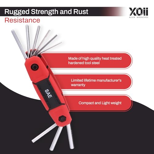 Image of 17PC Folding Allen Wrench Set, Pack of 2, Metric & SAE Hex Keys, Portable Multi-Size Allen Key Tool Set for Automotive, Bike, Home, DIY Repairs & Workshop, Durable Folding Design (Red)