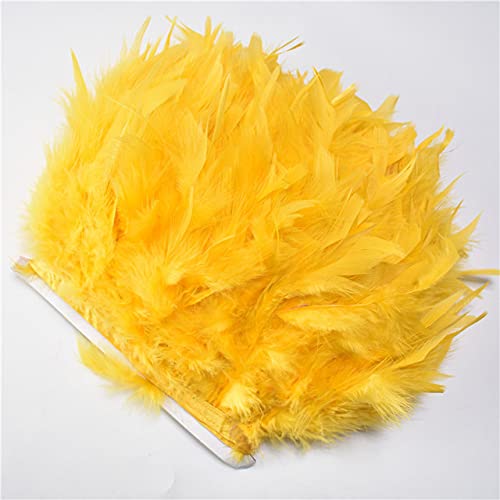 10 metri soffice pelle rosa piuma di tacchino decorazione rifiniture piume fai da te per abiti da gonna artigianali 10-15 cm-piuma gialla oro, 10 metri