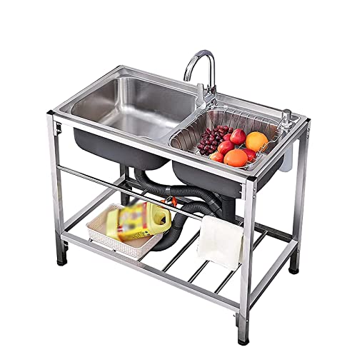 Évier de cuisine commercial portable en acier inoxydable avec robinet pour restaurant