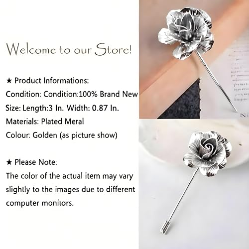 Image of Suit Pins for Men, Brooch for Men, Lapel Pins for Men Women, Mens Lapel Pins for Suits, Mens Brooch for Suits Hats Scarf Jacket, Fitted Hat Pins for Women Men, Men's Silver Gold Lapel Pin for Wedding