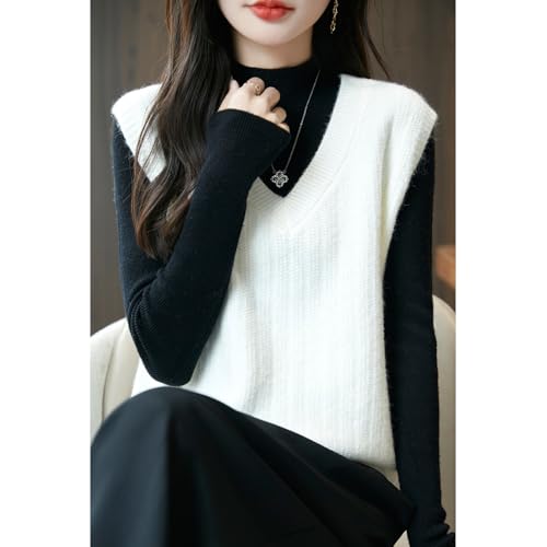 Image of Blostirno Women's Sweater Vest V Neck Sleeveless Solid Trendy Ribbed Knit Pullover Sweaters Crochet Flower Tank Tops