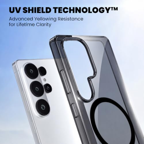 Image of Elzzi Anti Scratch Semi Translucent Cover for Samsung S25 Ultra Case, Premium PC + TPU Magnetic Phone Cases Drop Proof, Compatible with Magsafe Slim Never Yellowing Shockproof