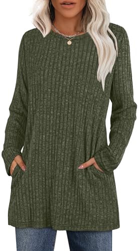 XIEERDUO Womens Long Sleeve Tops Fall Fashion 2025 Crewneck Tunic Tops Loose Fit Dressy Long Sweaters Plus Size Womens Clothing XXL